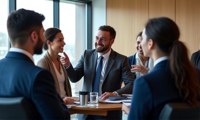 Professional delegates networking at a financial summit